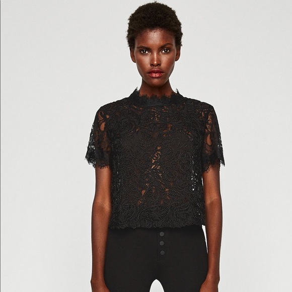 Zara Tops - NWOT Zara Embroidered lace top